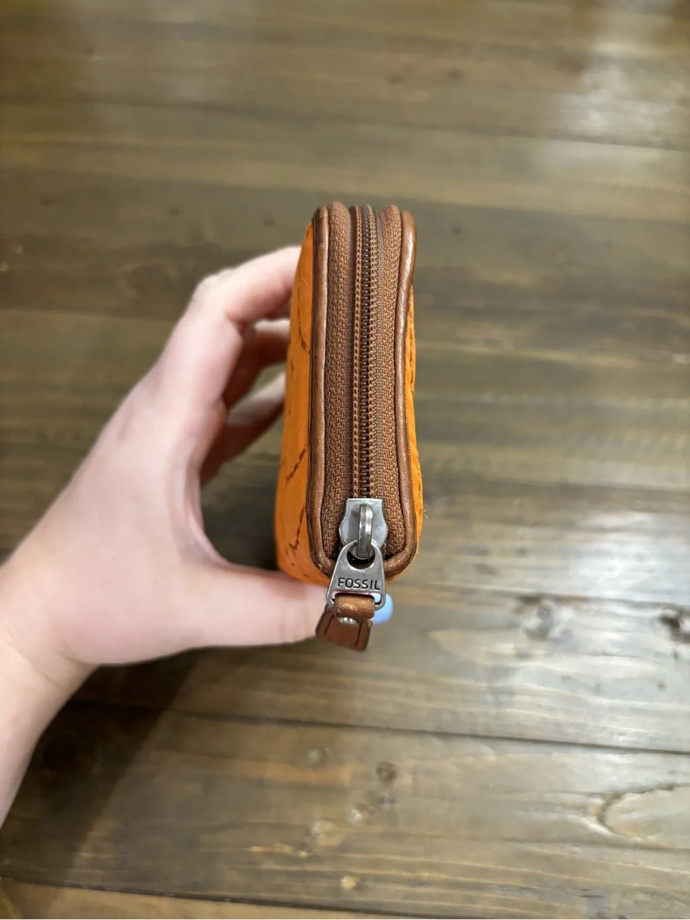 Fossil Key-Per Orange Quilted Wallet